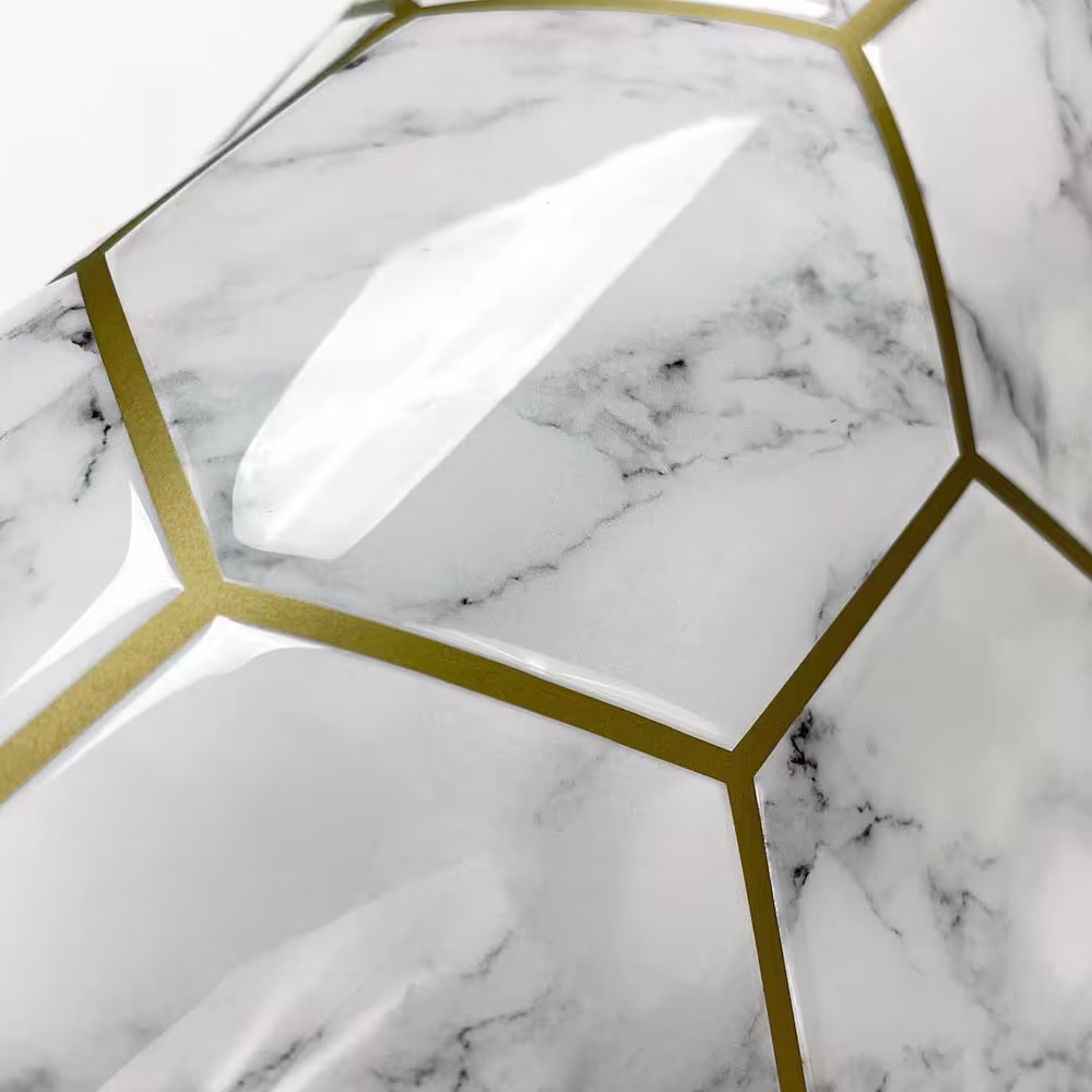 RoomMates Gold-Marble Carrara Lg Hexagon 10.5in. x 10.5in. Vinyl Peel and Stick Tiles (Total sq. ft. covered 2.05 sq. ft./4-Pack)
