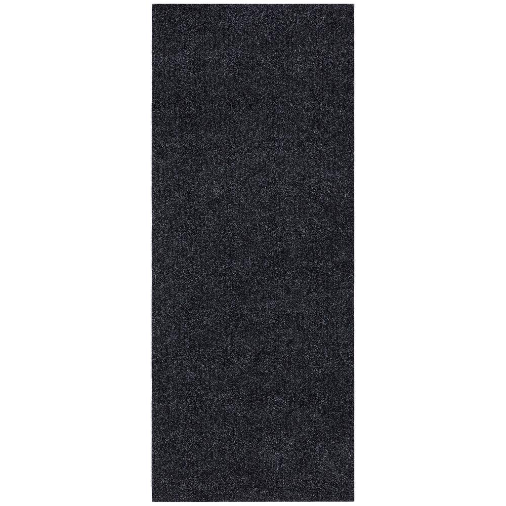 Sweet Home Stores Ribbed Waterproof Non-Slip Rubberback Runner Rug 2 ft. 7 in. W x 9 ft. L Black Polyester Garage Flooring