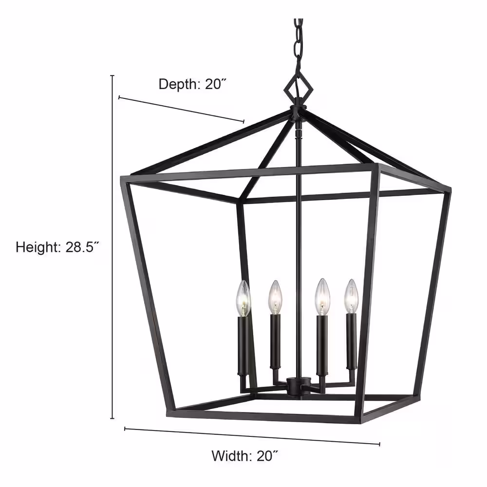 Millennium Lighting 3254-MB 4-Light 20 in. Wide Taper Candle Matte Black Pendant