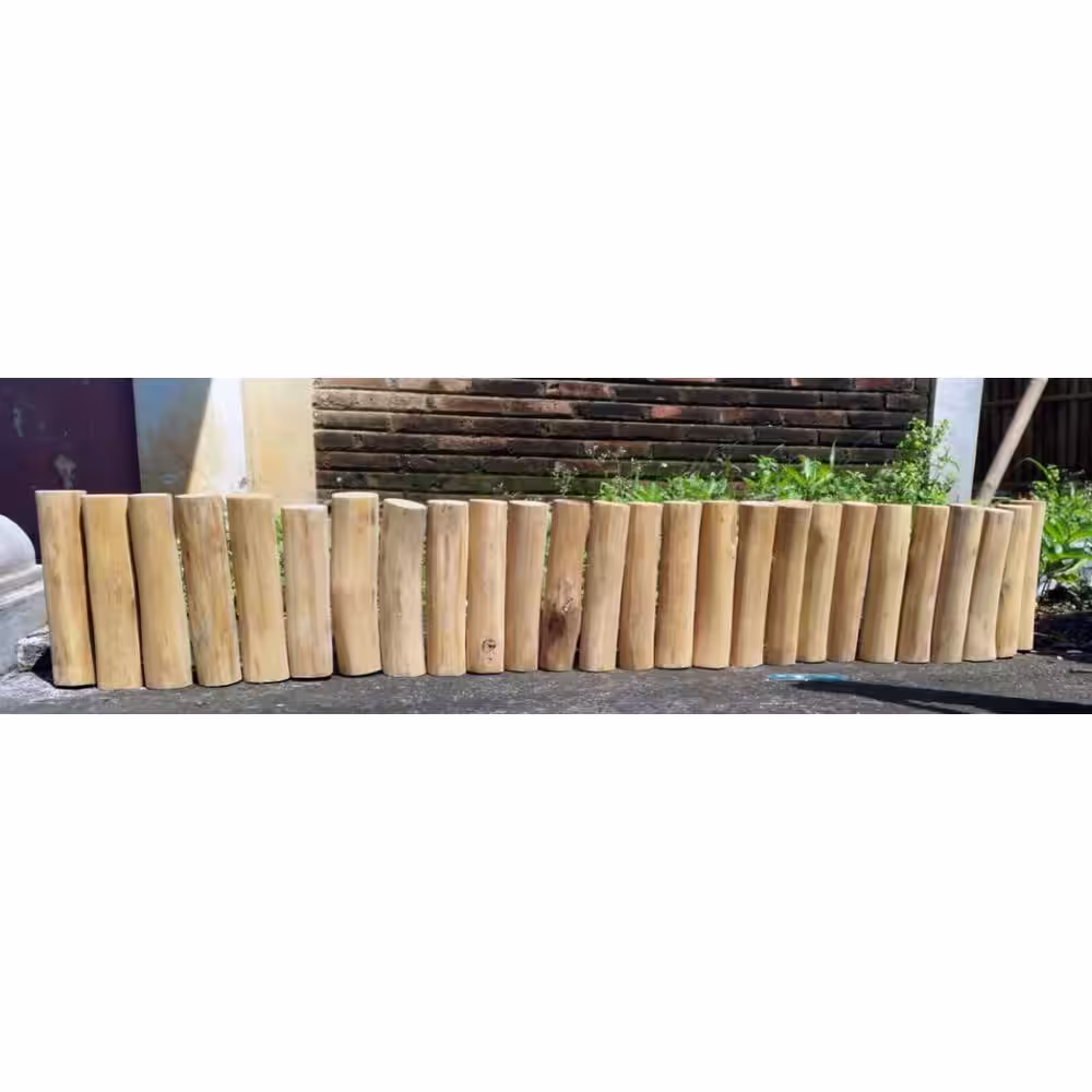 MGP 60 in. x 2 in. x 10 in. Natural Color Even Solid Teak Wood Log Edging