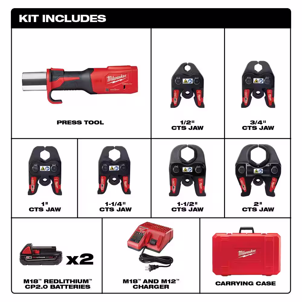 Milwaukee M18 18-Volt Lithium-Ion Brushless Force Logic Press Tool Kit with M18 Fuel Cordless Handheld Blower (2-Tool)