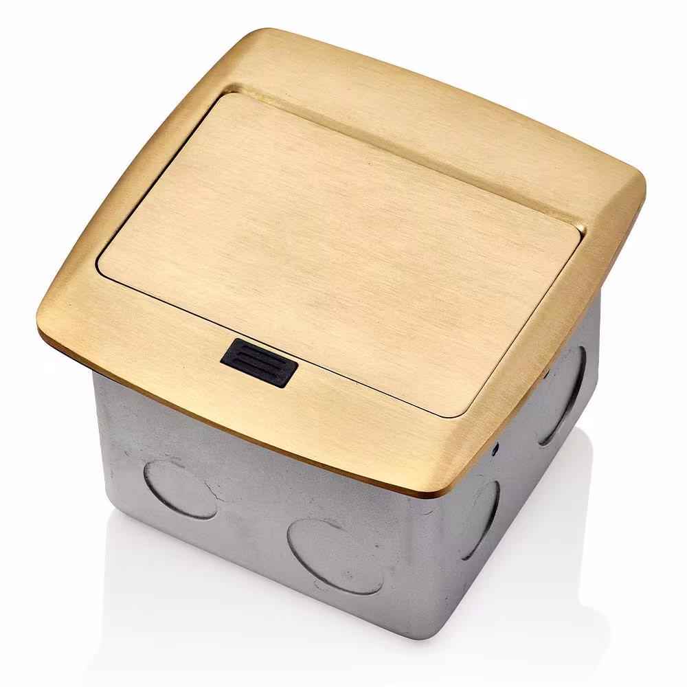 Leviton Pop-Up Floor Box with 15 Amp, Tamper-Resistant Self-Test GFCI Outlet, Brass