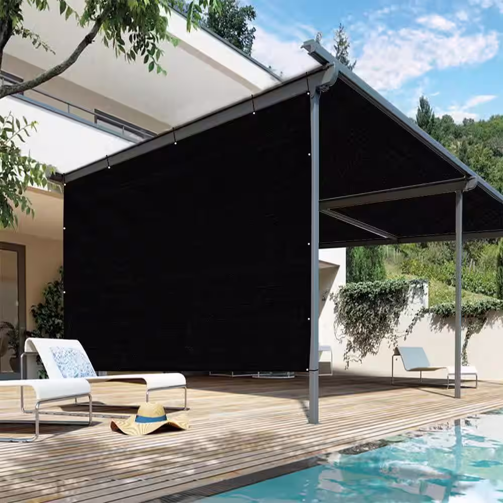 Shatex Outdoor Pergola Shade Cover Canopy for Patio Privacy Shade Screen Panel with Grommets on 2 Sidesï¼?0'x22', Black