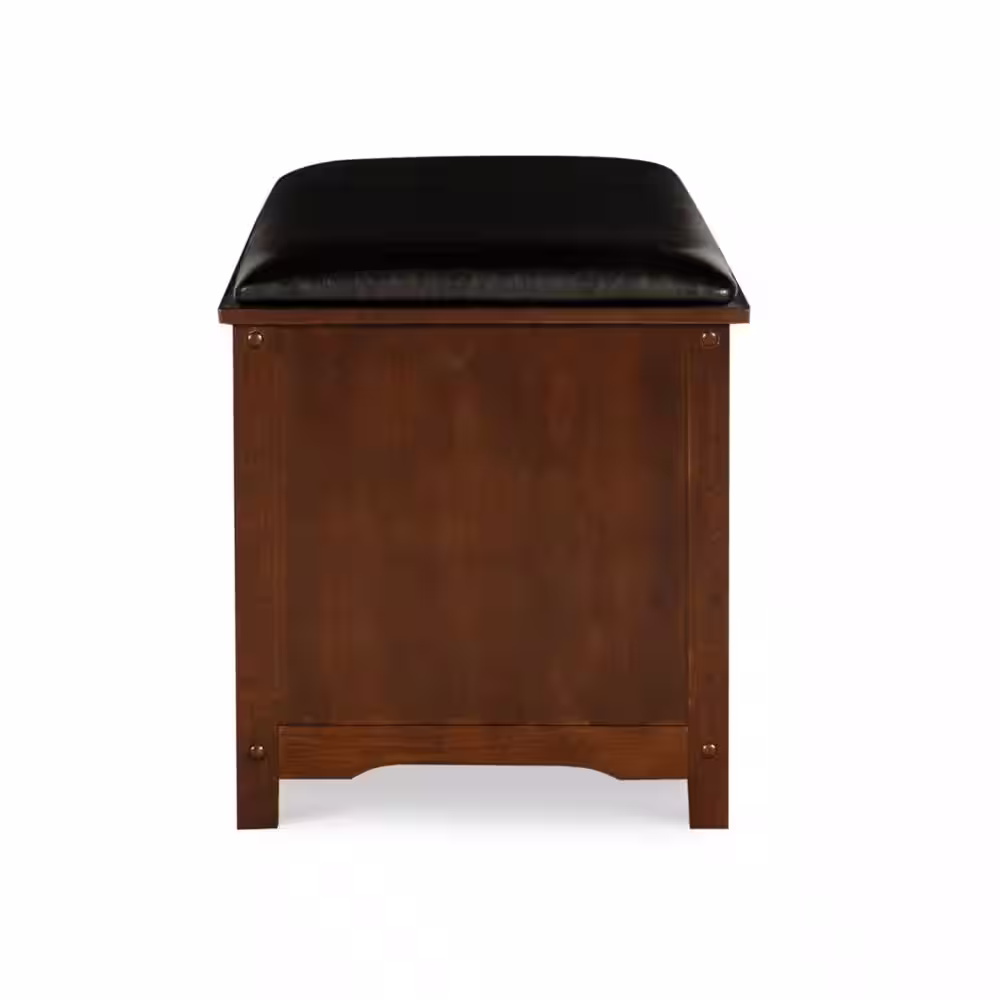 Linon Home Decor Cape Anne Dark Walnut Padded Bench with Shoe Organization