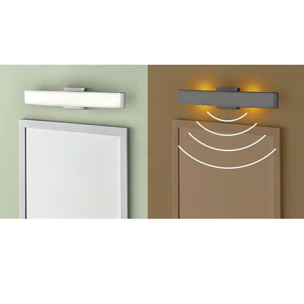 Hampton Bay Collier Heights 24 in. Chrome Curved Selectable LED Bathroom Vanity Light Bar Flush Mount with Night Light Feature