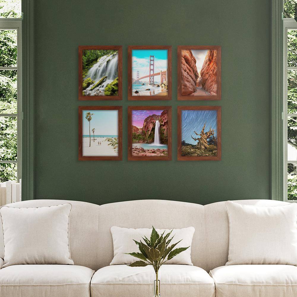 None Woodgrain 8 in. x 10 in. Chestnut Picture Frame (Set of 6)
