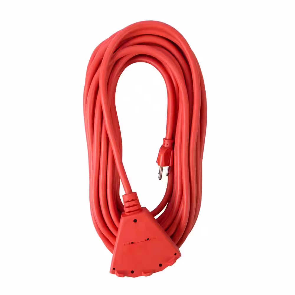 Bergen Industries 50 ft. 14/3 SJTW 15 Amp/125-Volt Outdoor Triple Tap Extension Cord, Orange