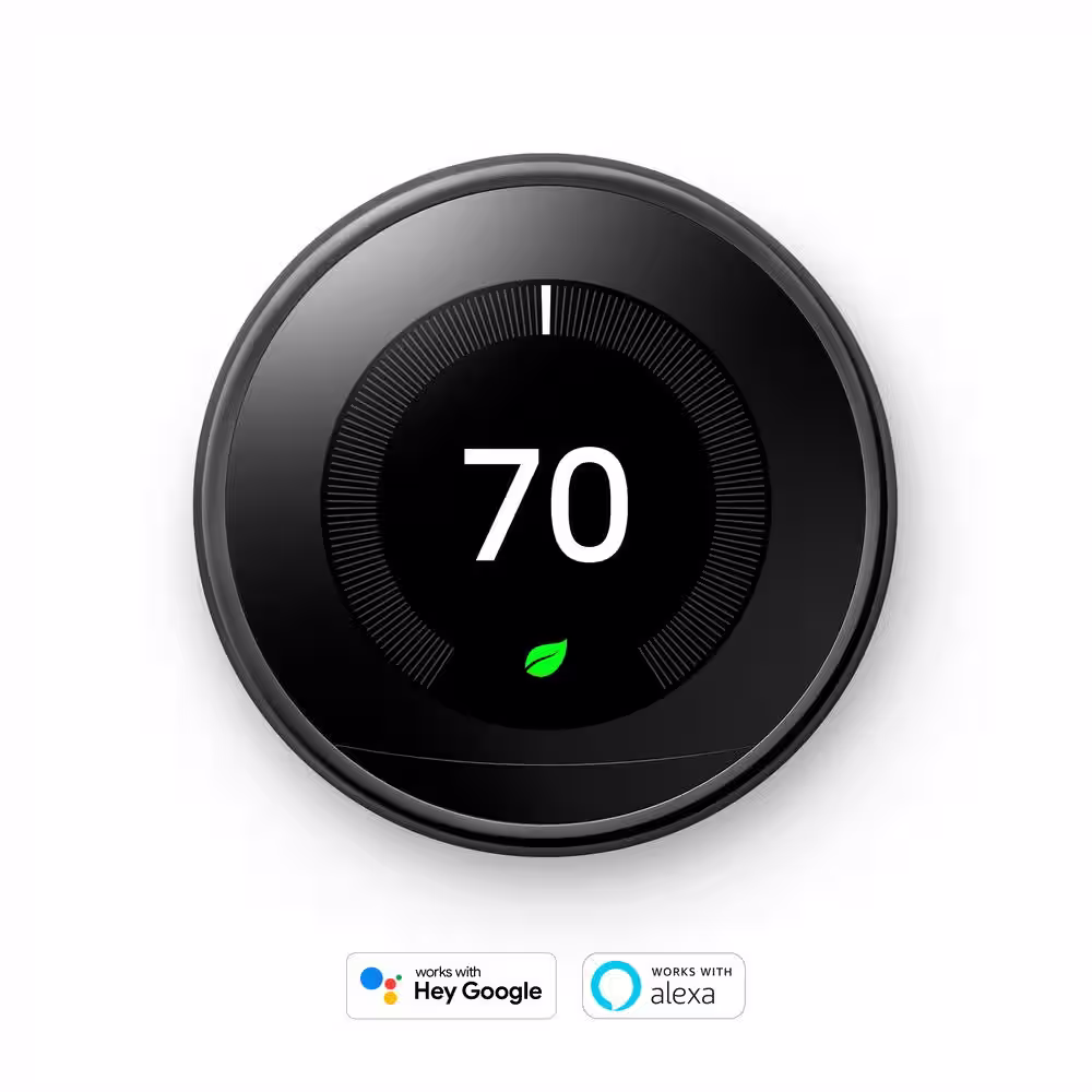 Google Nest Learning Thermostat - Smart Wi-Fi Thermostat Mirror Black + Nest Temperature Sensor
