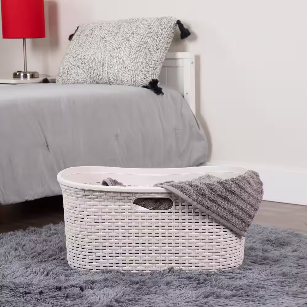 Mind Reader Mind Reader Basket Collection, Laundry Basket, 40 Liter (10kg/22lbs) Capacity, Cut Out Handles, Ventilated, Ivory