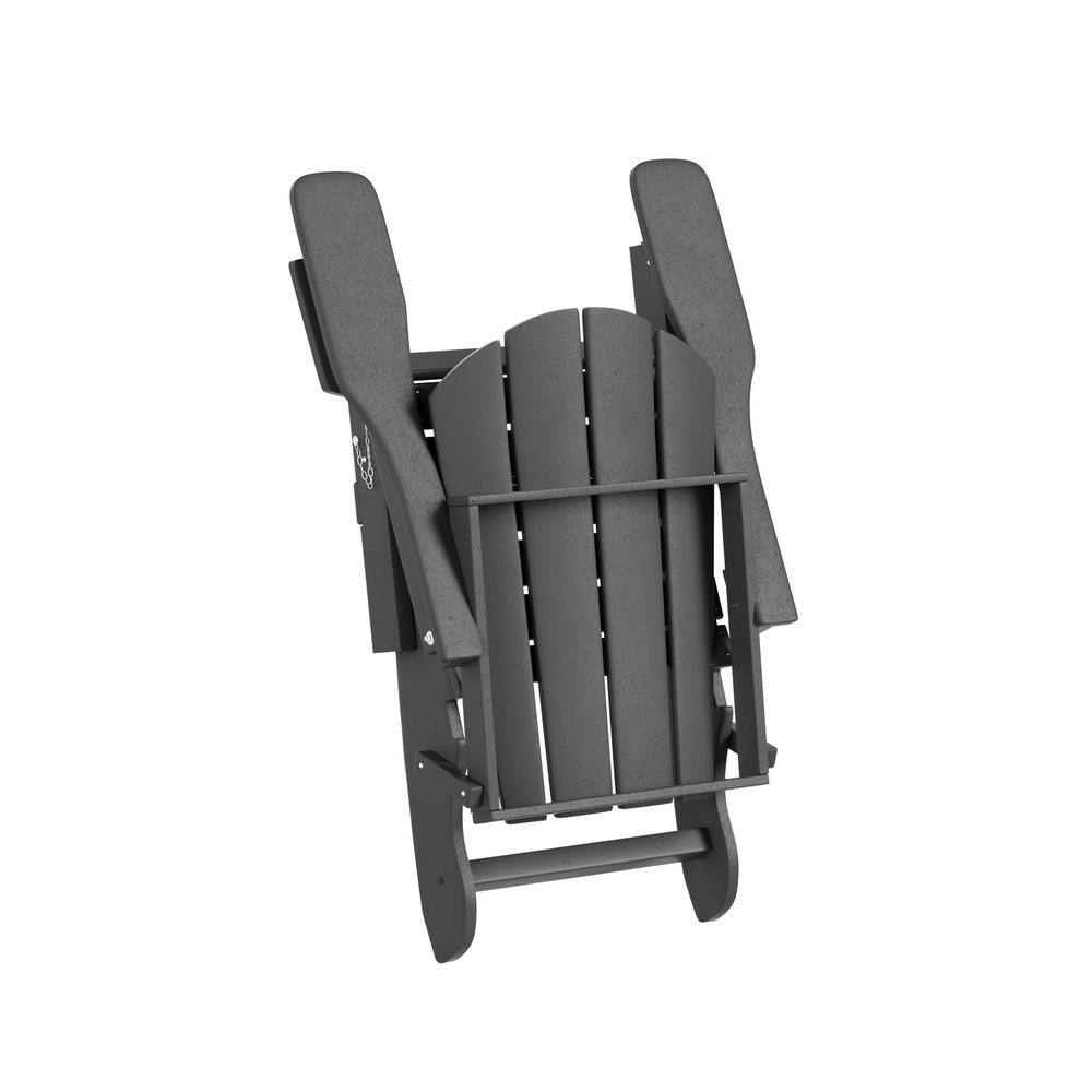 WESTIN OUTDOOR Addison Gray 8-Piece Plastic Folding Adirondack Patio Conversation Set