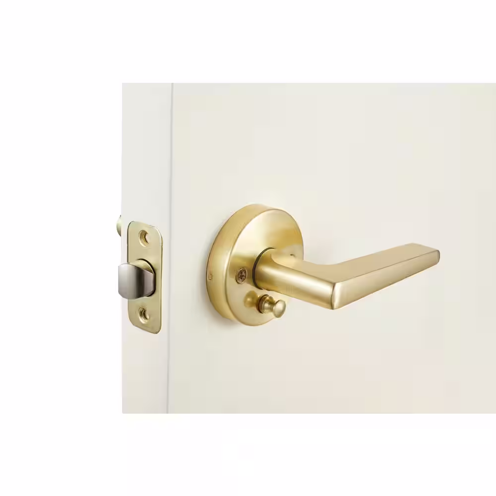 Sapphire Contra Collection Modern Satin Brass Grade 3 Privacy Bed/Bath Door Handle with Lock