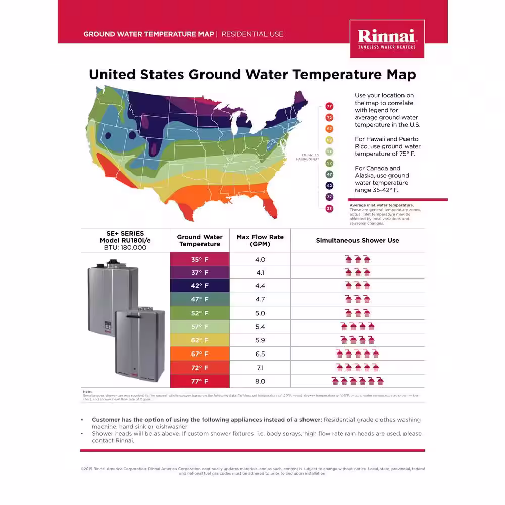 Rinnai Super High Efficiency Plus 10 GPM Residential 180,000 BTU/h 58.3 kWh Propane Exterior Tankless Water Heater