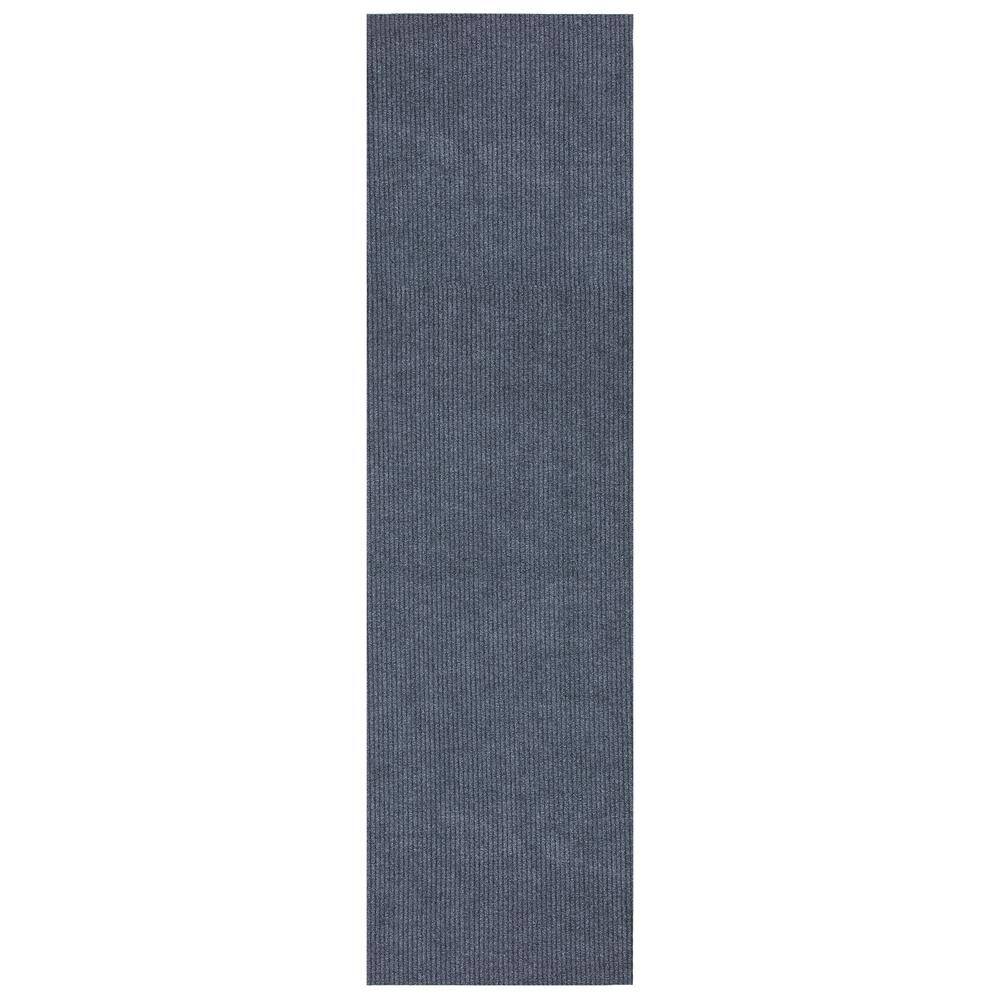 Sweet Home Stores Ribbed Waterproof Non-Slip Rubber Back Solid Runner Rug 2 ft. W x 1 2 ft. L Gray Polyester Garage Flooring