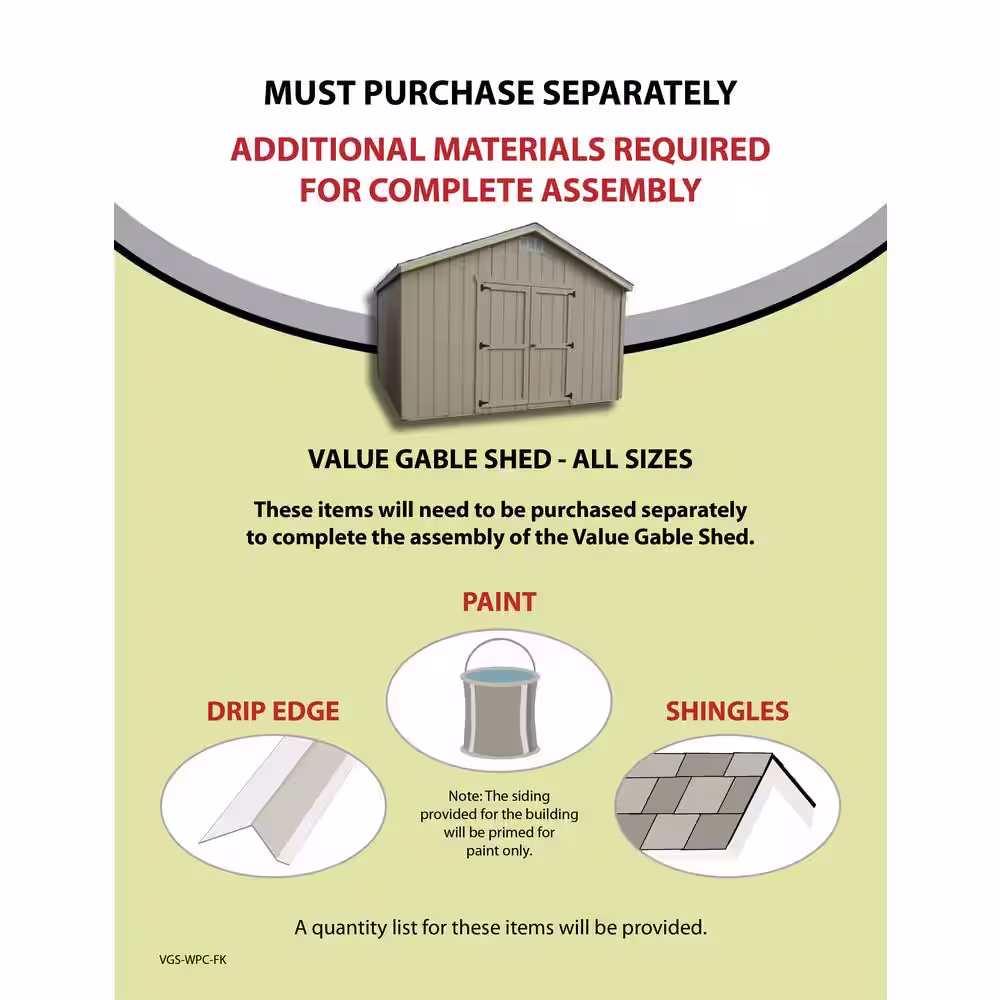 LITTLE COTTAGE CO. Value Gable 8 ft. x 12 ft. Wood Shed Precut Kit with Floor
