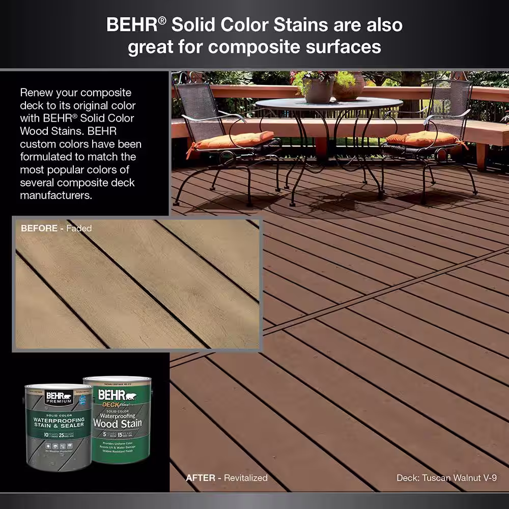 BEHR PREMIUM 5 gal. #SC-103 Coffee Solid Color Waterproofing Exterior Wood Stain and Sealer