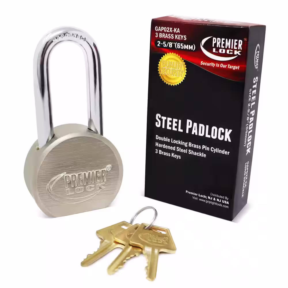 Premier Lock 2-5/8 in. Premier Solid Steel Commercial Gate Keyed Padlock with Long Shackle and 36 Keys Total (12-Pack, Keyed Alike)