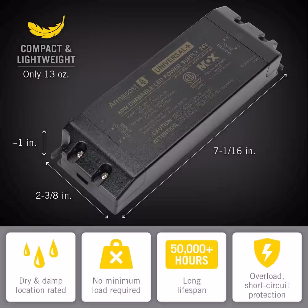 Armacost Lighting 60-Watt 24-Volt Universal Plus Dimming LED Transformer