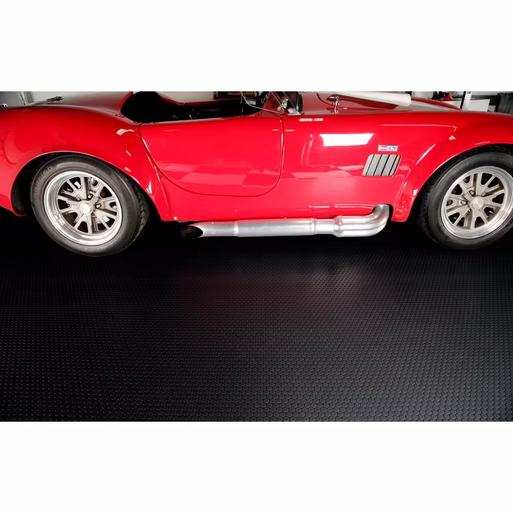 G-Floor Small Coin 7.5 ft. x 17 ft. Midnight Black Commercial Grade Vinyl Garage Flooring Cover and Protector