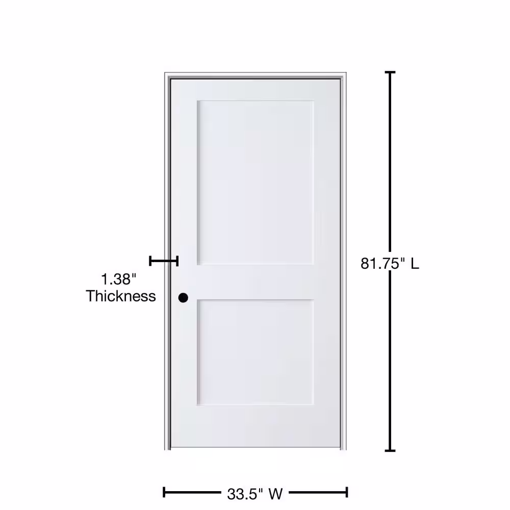 MMI Door Shaker Flat Panel 32 in. x 80 in. Right Hand Solid Core Primed HDF Single Pre-Hung Interior Door with 6-9/16 in. Jamb