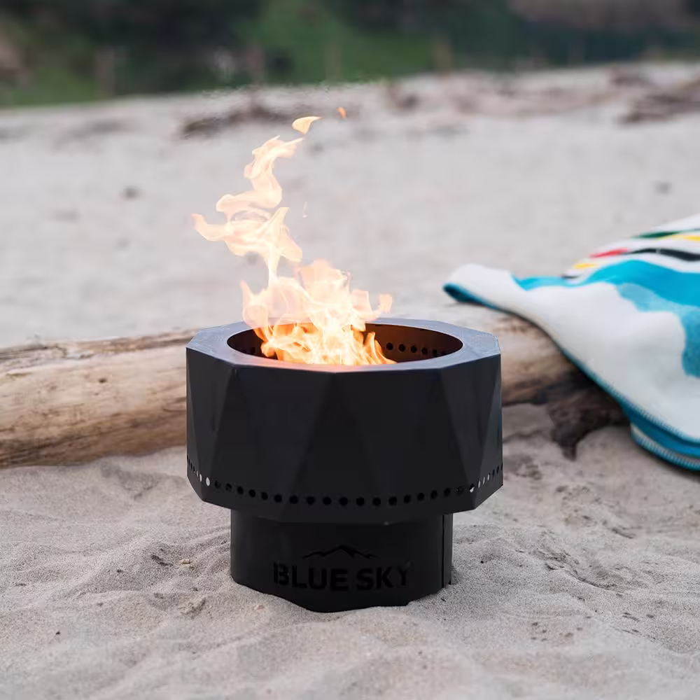 BLUE SKY OUTDOOR LIVING The Ridge 15.7 in. x 12.5 in. Round Steel Wood Pellet Portable Fire Pit with Carrying Bag